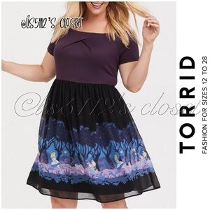 NWOT Torrid Her Universe Disney Alice In Wonderland Off Shoulder Dress 1X 14 16